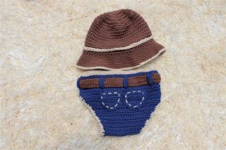 Handmade Knit Crochet White Pink Cowboy Baby Hats Boots Nappy Newborn Photo Prop