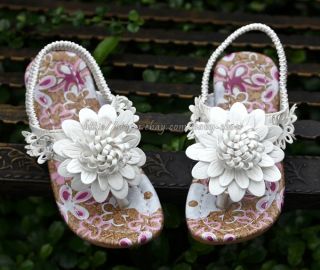 Kids Girls White Daisy Flower Flip Flops Sandals Child Size 9 10 10 11 11 12 13