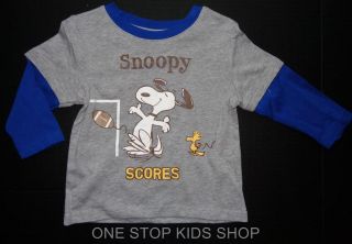 Snoopy Toddler Boys 2T 3T 4T Long Sleeve Tee Shirt Top Charlie Brown Peanuts