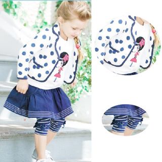 Toddler 3pcs Set T Shirt Coat Culottes Outfits Girls baby Clothes Size 1 6Years