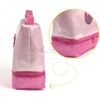 Girls Kid Pink Ballet Dance Duffle Zippered Bag Fashion Shoulder Hand Tote Gift
