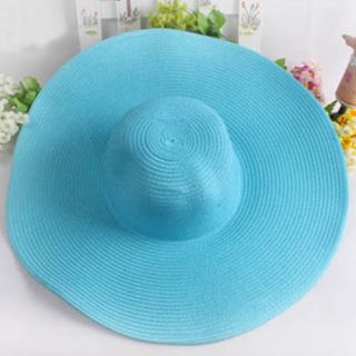 Women Wide Large Brim Floppy Fold Summer Beach Travel Sun Straw Beach Derby Hat