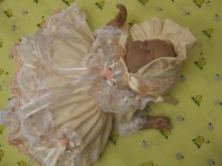 Dream Newborn Baby Girl Peach Dress Bonnet 17 19" Reborn Dolls