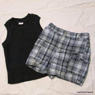Infant Boys Toddler Easter Outfit Set Shorts Shirt Top Blue Plaid Carter's 12 18