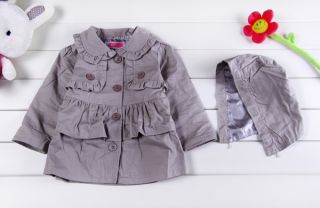 Baby Kid Girl Ruffle Hooded Parka Jacket Trench Coat Outerwear Clothes 12M 5yrs