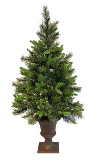 3 5' Pre Lit Battery Operated Cashmere Potted Christmas Tree Clear LED Lights