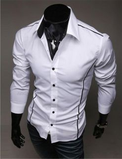 New Mens Fashion Mens Luxury Casual Slim Fit Stylish Solid Color Dress Shirts