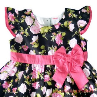 Gymboree Girls Dress Black Pink Rose Flower Toddler Kids 2 5 Year Szie 2T 3T 4T