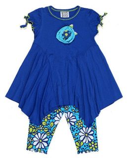 New Girls Boutique Mis Tee V US 10 Royal Blue Hanky Capri Outfit Dress Clothes