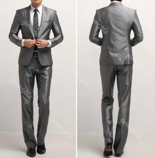 New Korean Mens Fashion Stylish Slim Fit One Button Suit Pants Trousers Set
