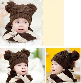 Lovely Baby Hats Girls Boys Two Balls Wool Knitted Caps Toddlers Baby Clothes
