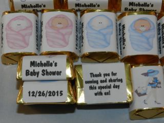 108 Personalized Baby Shower Party Favor Candy Wrappers Hershey's Kiss Labels