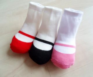 3 Pairs x New Baby BB Infant Toddler Girls Anti Slip "Shoes" Cotton Socks 3 6M