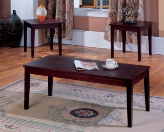 3 PC Cherry Wood Coffee Table and 2 End Tables Set New