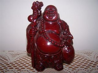 Happy Money Bag Redwood Buddha Figurine Feng Shui