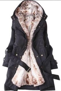 Women Warm Long Coat Hoody Overcoat Faux Fur Hooded Winter Thicken Quilted Parka