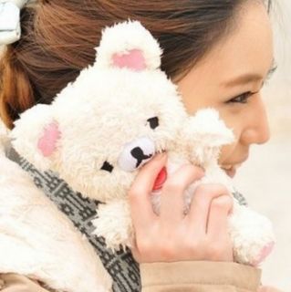 2014 Cute 3D Teddy Bear Plush Doll Toy Case Cover for Apple iPhone 4 4S White W0