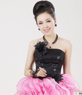 Fashion Hot Wedding Dress Front Short Back Long Prom Dress Top Black Below Pink