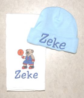 Personalized Baby Burp Cloth Hat Set Embroidered BLSVL