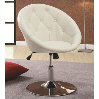 Coaster Round Tufted Swivel Chair in White   102583