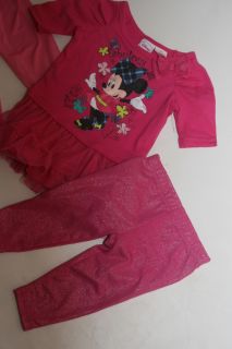 New Baby Girls 12 18M Disney Minnie Mouse Tutu Dress w Leggings Princess Shirt