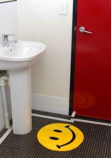 Smiley Face Bathroom Floor Mat Yellow Happy Retro Rug