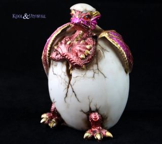 Beautiful Pink Hatching Baby Dragon with Egg Money Box
