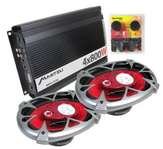 800 Watt Car Audio Amplifier 2 6x9" 2500W Speakers Amps Amp Car Stereo Speaker