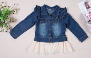 Size 2 7Y New Casual Toddlers Girls Tops Kids Long Sleeve Jean Jackets GC002