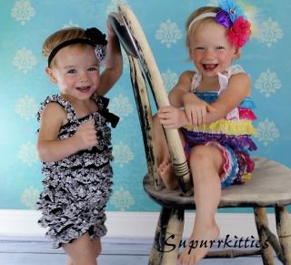 Satin Baby Petti Ruffle Romper Polka Dot Heart Prints Toddler Girl Photo Prop