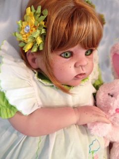 Reborn Big Baby Girl Toddler "St Patty's Day Sweetie" Red Hair Green Glass Eyes