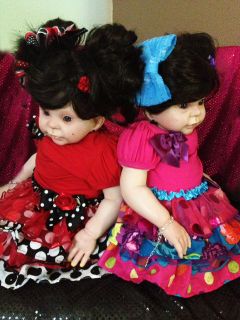 Reborn Toddler Baby Girl Doll Twins "Donna RuBert Kit" Pierced Ears Big Wardrobe