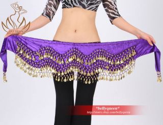 Belly Dance Costume Dancewear Dress Hip Scarf Belt Wrap Skirt Velvet Purple