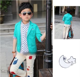 Trendy Toddlers Kids Plaid Sleeve Contrast Small Suit Boys Jacket Coat 2 7Years