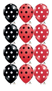 Ladybug Red Black White Polka Dot Birthday 11" Balloon 12 Latex Mickey Minnie