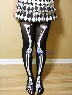 Funny Halloween Skeleton Bone Skull Tights Punk Women Pantyhose Legging Stocking