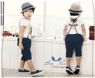 New Kids Clothing Cool Boys Pants Fashion Shoulder Strap Rompers Trousers sz2 7Y