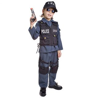 Toddler Boys Size 2T Blue Deluxe SWAT Halloween Costume Outfit