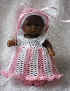 Crocheted Set Clothes for 5 inch Berenguer Itty Bitty OOAK Cup Cake Doll