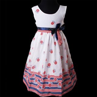 KD330 Bonny Billy White Summer Girl Stripe Dress Sleeveless Flower Dress
