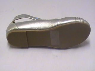 Girls Silver Ballet Flats with Ankle Strap TG Yth Sz 12