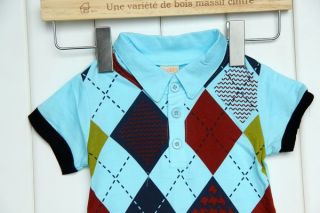 Baby Boy Smart Casual Polo Shirt Checked One Piece Romper Outfit Cloth 3 18M