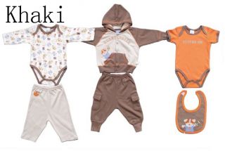 Cute New Cotton Clothes 6 Piece Suit for Baby Toddler Boys and Girls 3 Choices