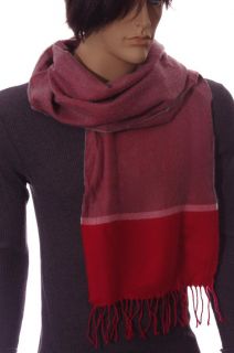 Old Navy Mens Striped Long Wide Scarf Red Grey Gray White Warm Winter New