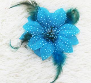 Nice Crochet Headbands with Feather Flower Hair Bow Headband Girl Blue