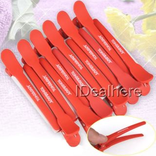 12pcs Red Matte Hairdressing Salon Sectioning Clips Clamps Hair Grip