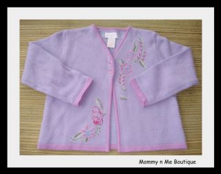 Baby Lulu Girls Lavender Cable Knit Cardigan Sweater 6