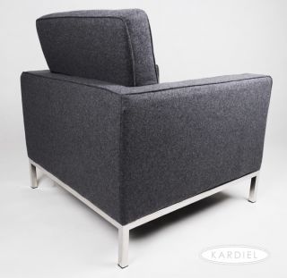 Florence Knoll Arm Chair Dark Grey Tweed Wool Modern Egg Swan Womb Accent Chairs