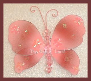 5" Pink Brown Butterfly Hanging Girls Baby Toddler Room Decoration Two Tone