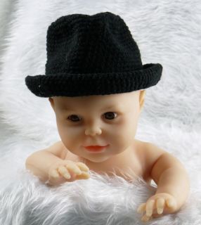Cute Baby Infant Black Gentleman Hat Costume Photo Photography Prop Newborn L36